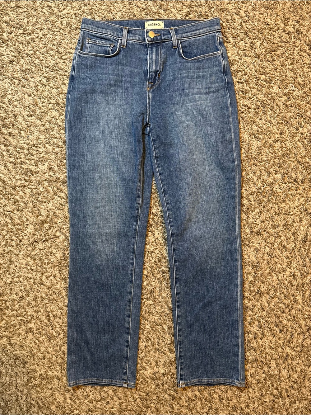 L'Agence Shane Mid Rise Slouchy Straight Leg Jeans size 25 "Authentique" wash